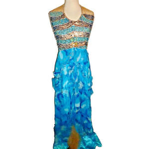 NEW BICICI Coty Silk Mermaid Dress Beaded Sequin‎ Evening Gown Maxi XXL 2XL